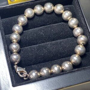Sterling Silver 925 Ball Bead Bracelet 8” 9.5mm Heavy Classic